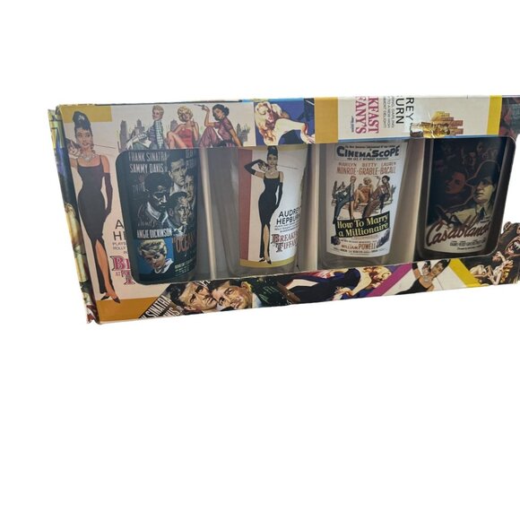 Set Of 4 Rare Movie-Themed Pub Glasses In Original Box Featuring Iconic Films: O - Picture 9 of 16